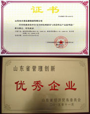 贵州变压器厂家优秀管理企业证书